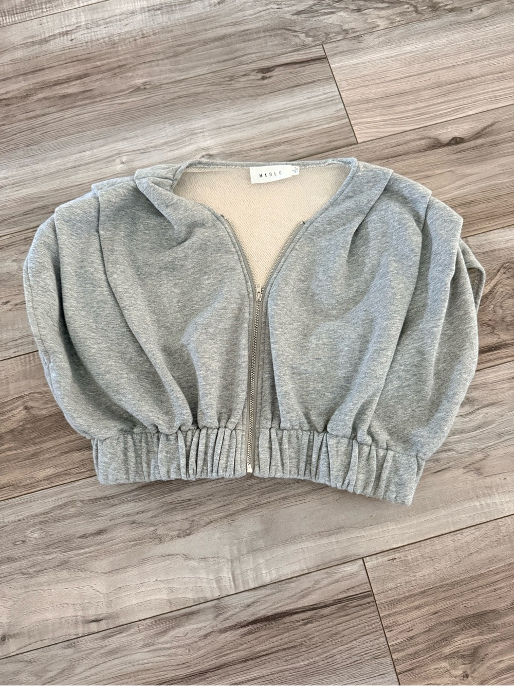 Mable Light Gray Cropped Zip Hoodie